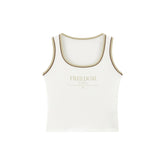 Women's Color Block Letter Fitted Racerback Vest