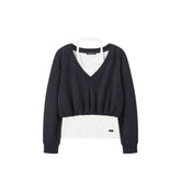 Women's Casual Faux-Layer Halter Sweatshirt