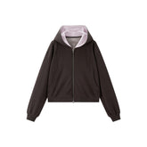 Women's Casual Relaxed Hooded Color-Block Knit Sweatshirt