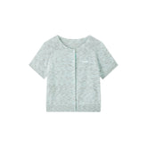 Women's Melange Color-Block Short-Sleeve Knit Cardigan