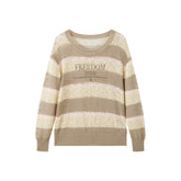 Women's striped color-block long-sleeve knit sweater