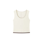 Women's Casual Contrast U-Neck Wide-Strap Knit Tank Top
