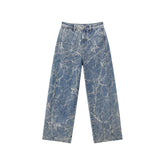 Women's Casual Textured Wide-Leg Straight Jeans