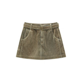 Women's Casual Grey-Green Denim Skirt