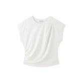 Women's Cropped Ruched-Waist Cap-Sleeve T-Shirt