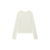 Women's Y2K Soft Knit Long-Sleeve T-Shirt with Finger-Hole Cuffs
