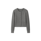 Women's Grey Cable-Knit Cropped Cardigan