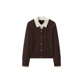 Women's Preppy Contrast-Trim Knit Faux-Layer Cardigan