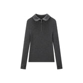 Women's Casual 100% Wool Machine-Washable Half-Zip Knit Top