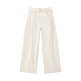 Women's Casual High-Rise Self-Tie Belt Curved-Leg Pants