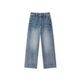 Women's casual high-waist straight-leg cropped jeans