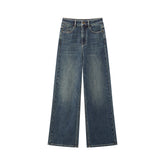 Women's Casual Denim High-Coverage Waistband Straight-Leg Pants