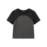 Women's Cropped Slim-Fit Contrast Paneled T-Shirt