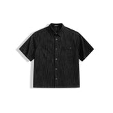 Men's Casual Loose-Fit Short-Sleeve Denim Shirt