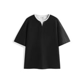Men's Loose-Fit Contrast Henley T-Shirt