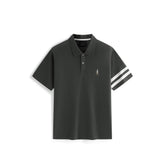 Men's Casual Contrast Striped Polo Shirt
