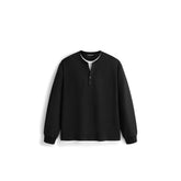 Men's Casual Relaxed Henley Sweatshirt