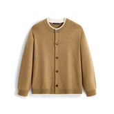 Men's Casual Earth-Tone Pure Wool Knit Cardigan