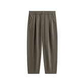 Men's Brown Elastic-Waist Straight-Leg Pants