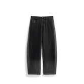 Men's Casual Dark Grey Gradient Relaxed Curved-Leg Jeans