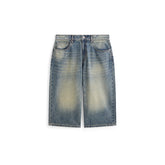 Men's casual wide-leg denim mid-length pants
