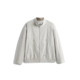 Men's Vintage White Harrington Stand-Collar Jacket