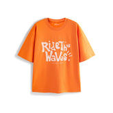 Men's Casual Orange Printed T-Shirt