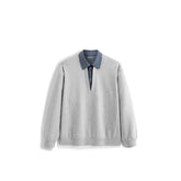 Men's Casual Faux-Layer Shirt-Collar Sweatshirt