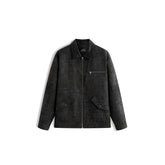 Men's Casual PU Collar Paneled Jacket