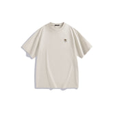Men's Light Camel Cotton T-Shirt with Small Embroidery