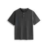Men's Textured Knit T-Shirt with Henley Collar
