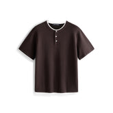 Men's Henley Collar Knit T-Shirt