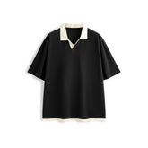 Men's Color-Block Polo Shirt with Seagull Collar