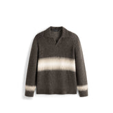 Men's Relaxed Wool-Blend Chevron-Stripe Knit Polo