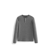 Men's Casual Solid Henley Cable-Knit Sweater