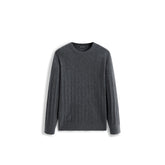 Men's Casual Grey 3D-Line Textured Pullover Sweater