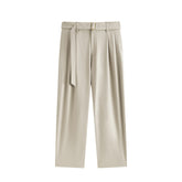 *US Final Sale* Men's Fleece-Lined Wide-Leg Suit Pants with Belt