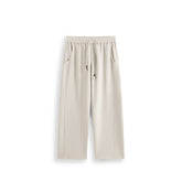 Men's Casual White Brushed Straight-Leg Sweatpants