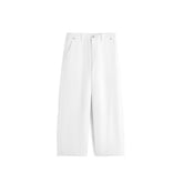 Men's White Elastic-Waist Straight-Leg Jeans