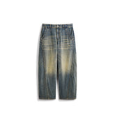 Men's Vintage-Wash Curved Wide-Leg Pants