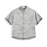 Men's Printed Striped Short-Sleeve Shirt