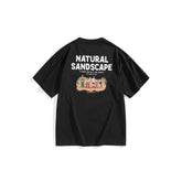 Men's Black Graphic Print Embroidered T-Shirt