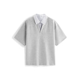 Men's Loose-Fit Layered-Look Paneled Polo Shirt