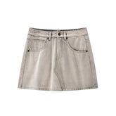 Women's Casual denim high-waist A-line short skirt
