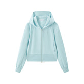 Women's Mint Cropped Hooded Zip-Up Sweatshirt