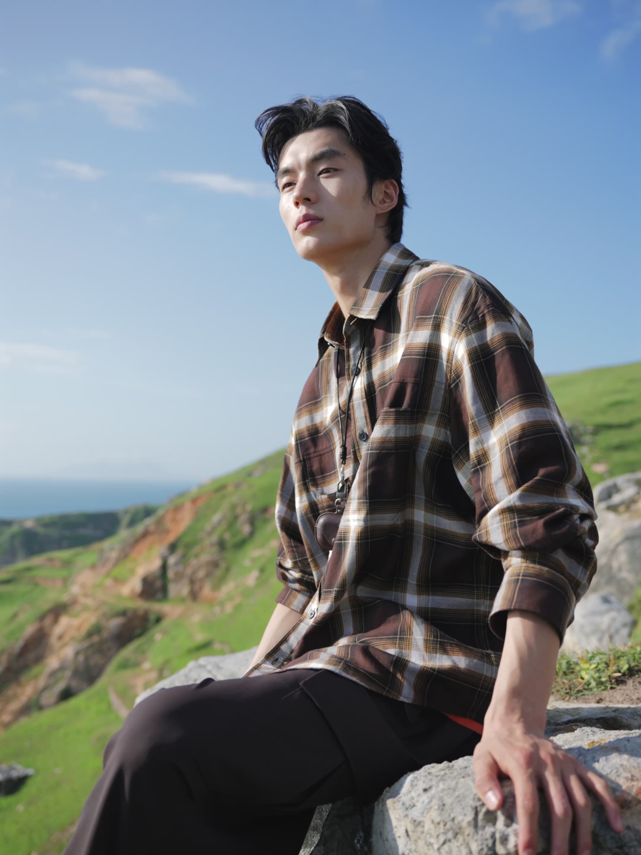 Men's Cotton Shirt with Plaid Print
