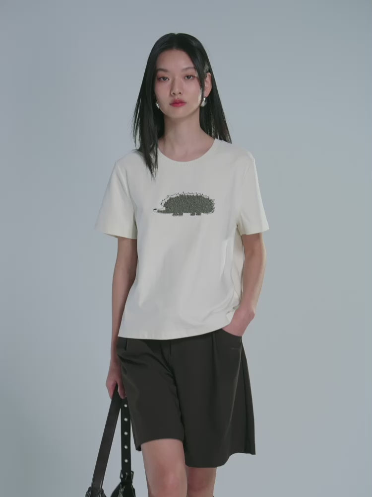 Women's Animal Embroidery T-Shirt