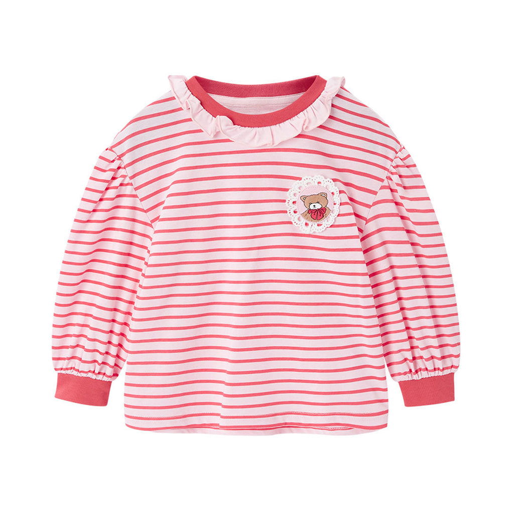 Mini Peace Bear Patch Designs Stripe T-shirt