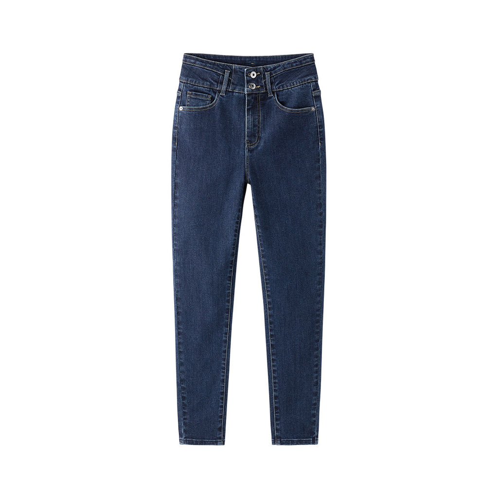 Peacebird Women Solid Pocket Frayed High Waist Jeans