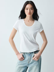 Women's Slim-Fit Antibacterial U-Neck T-Shirt
